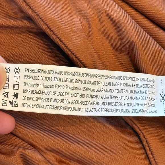 Forever 21 Long Sleeve Mock Neck Thong Bodysuit Cinnamon Brown Size L - Picture 5 of 6